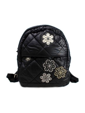 Chanel Black Coco Neige Nylon Snowflake Backpack