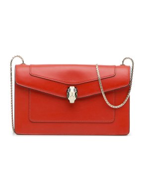 Bvlgari Red Leather Serpenti Forever Crossbody Bag