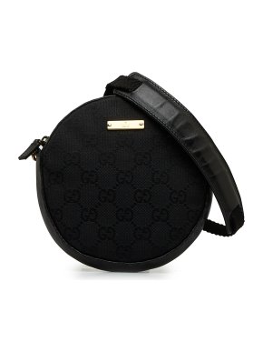 Gucci Black GG Monogram Round Crossbody Bag