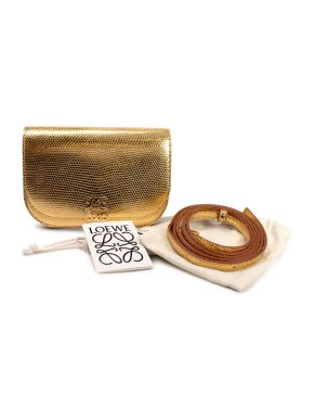 Loewe Gold Lizard Mini Goya Crossbody Bag