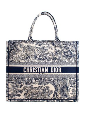 Dior Navy and White Toile De Jouy  Large Book Tote