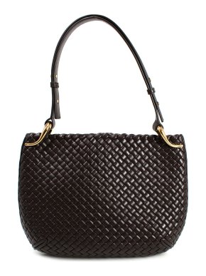 Bottega Veneta Chocolate Brown Clicker intrecciato leather shoulder bag