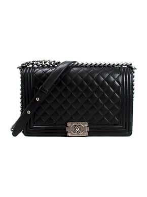 Chanel Black Quilted Leather Large Boy Bag