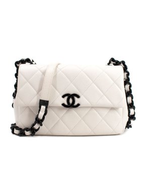 Chanel Small White Caviar Leather My Everything Flap Bag