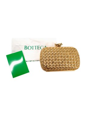 Bottega Veneta Gold Knot Metallic Leather Clutch