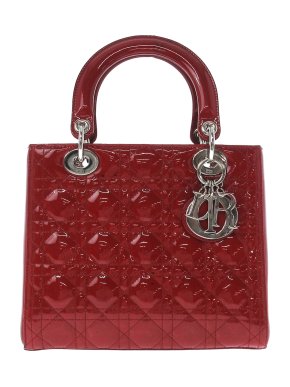 Dior Red Patent Leather Medium Cannage Lady Dior Bag