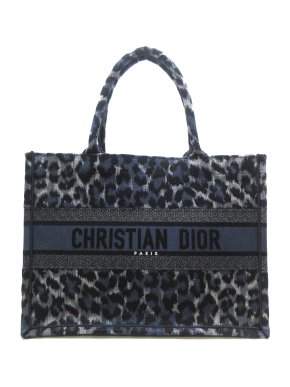 Dior Medium Blue Leopard Mizza Book Tote