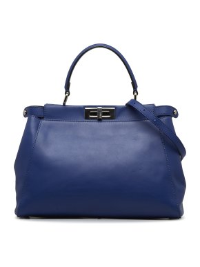 Fendi Blue Leather Medium Peekaboo Bag
