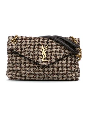 Saint Laurent Brown Small Tweed LouLou Bag
