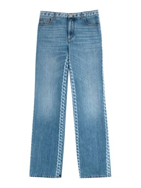 Chanel Torsade Trim Straight Leg Jeans