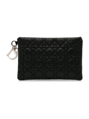 Dior Black Panarea Cannage Lady Dior Clutch