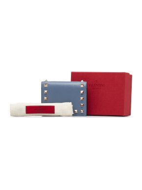 Valentino Blue Rockstud Small Wallet