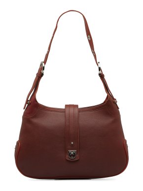 Ferragamo Burgundy Gancini Leather Shoulder Bag