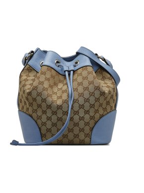 Gucci Blue GG Canvas Drawstring Bucket Bag