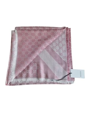 Gucci Pink Monogram Guccissima Reversible Wool Scarf