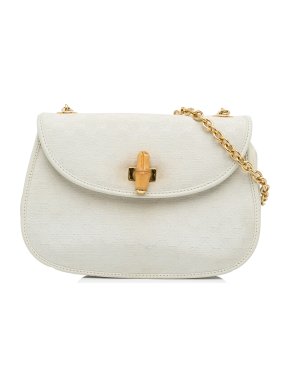Gucci White Vintage Micro GG Bamboo Crossbody Bag