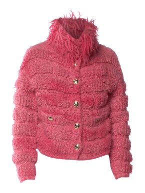 Chanel Pink Knitted Bomber Jacket with Gold Button Detailing