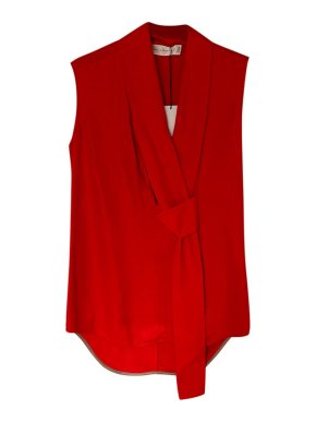 Victoria Beckham Red Tie Neck Blouse