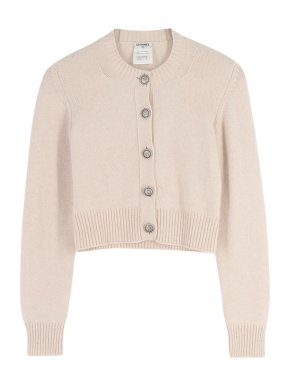 Chanel Beige Cashmere Cropped Cardigan