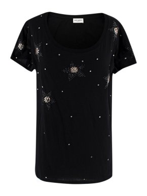 Saint Laurent Crystal Star Embellished Cotton T-shirt