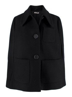 Miu Miu Black Wool Cape Coat