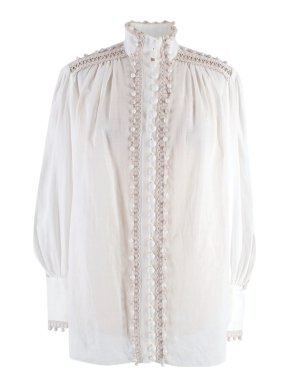 Zimmermann White Super Eight Corded Poplin Blouse