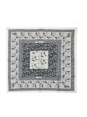 Hermes Black 'Chasse en Inde' Silk Scarf