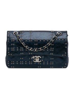 Chanel Studded Leather Airlines Medium Double Flap Bag