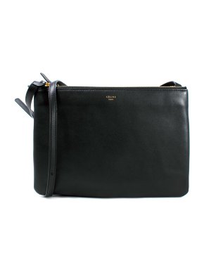 Celine Black Leather Large Trio Crossbody Bag