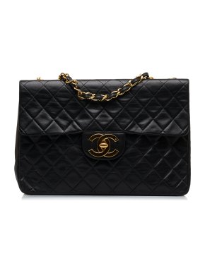 Chanel Vintage Black Maxi Classic Lambskin Single Flap Bag