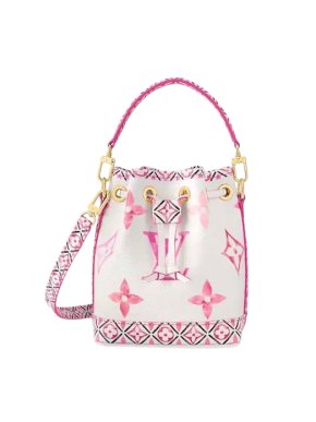 Louis Vuitton White and Pink Monogram Watercolor  Nano Noe Bucket Bag