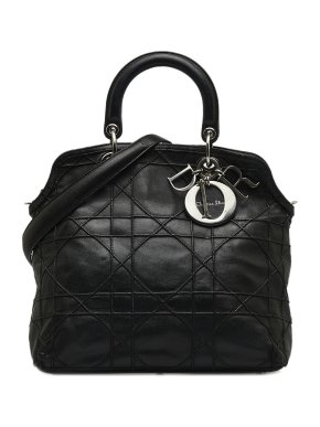 Dior Black Cannage Leather Polochon Granville Crossbody Bag