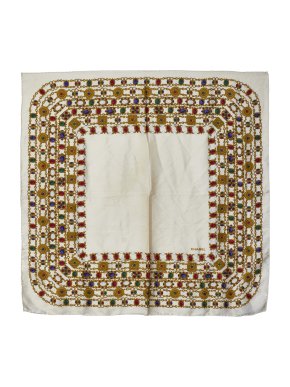Chanel Cream Jewel Print Silk Scarf