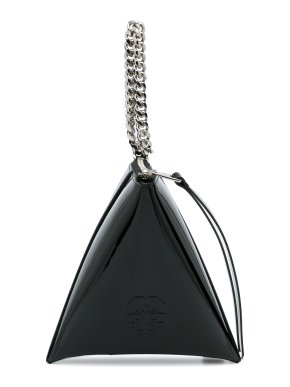 Alexander Mcqueen Black Patent Leather The Curve Pouch