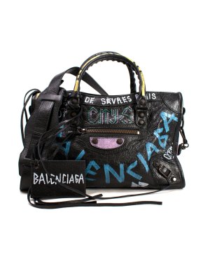 Balenciaga Black Graphic Leather Bag