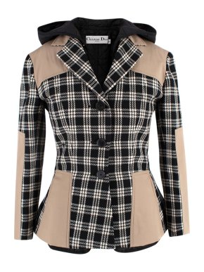 Dior Two-In-One Checked Blazer with Macrocannage Hooded Underlay