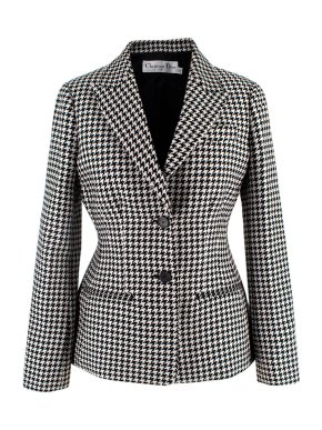 Dior Black & White Houndstooth Fitted Jacket