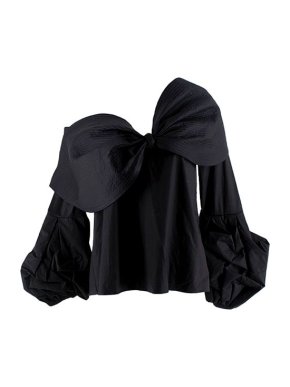 Johanna Ortiz Lutari Off-the-Shoulder Bow Cotton-Poplin Top