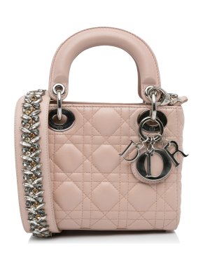 Dior Pink Mini Lambskin Cannage Lady Dior