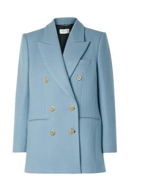 Saint Laurent Powder Blue Double Breasted Wool Blazer