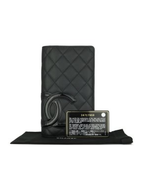 Chanel Black Quilted Leather Long Cambon Wallet
