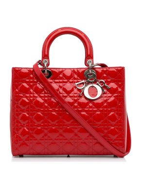 Dior Red Large Cannage Patent Leather Lady Dior