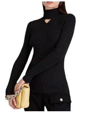 Bottega Veneta cutout ribbed wool-blend turtleneck jumper