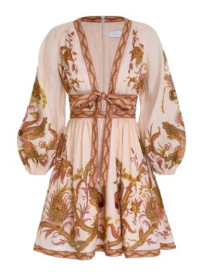 Zimmermann Cassia Plunge Bow Mini Dress