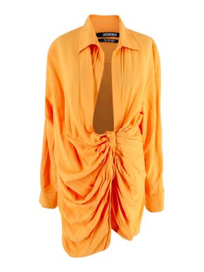 Jacquemus Orange La Bahia Draped Mini Dress
