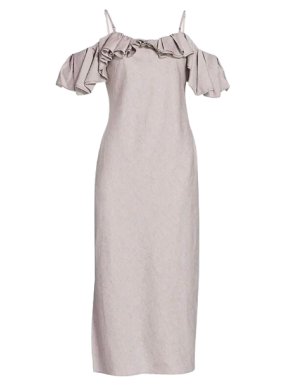 Jacquemus Lilac  Pampelonne Off-The-Shoulder Linen Midi Dress