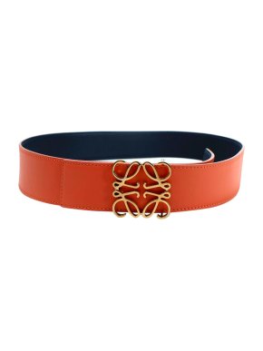 Loewe Orange Leather Anagram Logo Belt - size 80