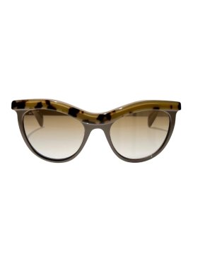 Prada taupe grey cat eye sunglasses with light brown tortoiseshell detail