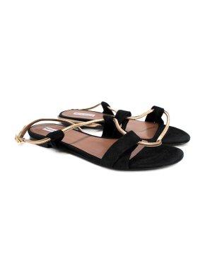 Tabitha Simons Black and Gold Slingback Sandals