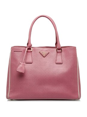 Prada Pink Perforated Saffiano Leather Galleria Handbag